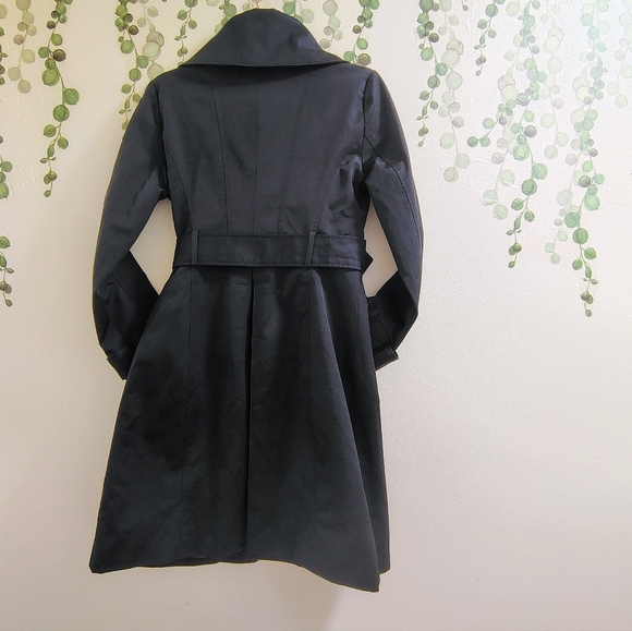 New York & Company Black Belted Trench Coat | Size Small - Picture 2 of 9